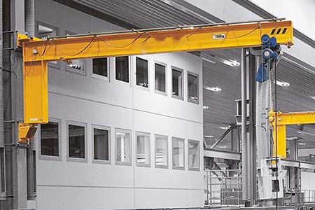 Wall mounted slewing jib crane